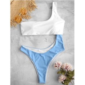 Zaful cut out contrast one piece !